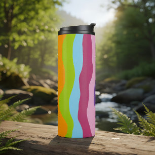 Colourful waves thermal tumbler