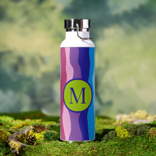 Colourful waves with monogram water bottle