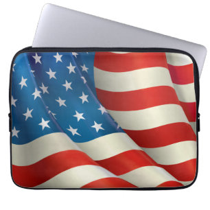 Colourful Waving U.S. Flag Laptop Sleeve