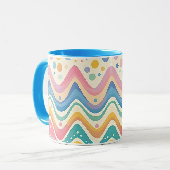 Colourful Wavy Chevron Zigzag Pattern Mug (Front Left)