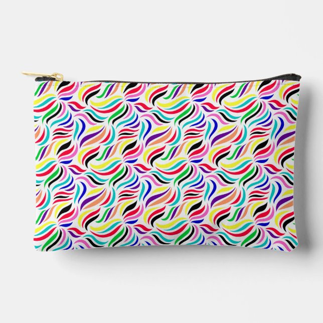 Colourful wavy line pattern throw pillow keychain accessory pouch (Front)