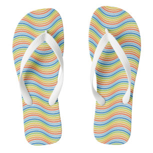 Colourful Wavy Lines Flip Flops