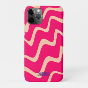 Colourful Wavy retro magenta yellow pattern iPhone 11 Pro Case