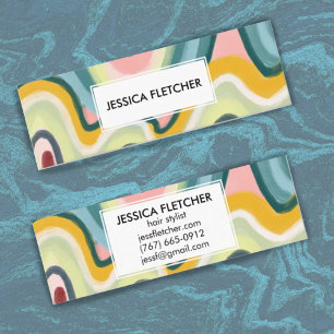 Colourful Wavy Stripes Minimalist Cool Mini Business Card
