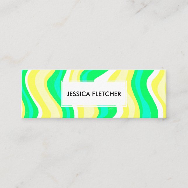 Colourful Wavy Stripes Minimalist Cool Mini Business Card (Front)