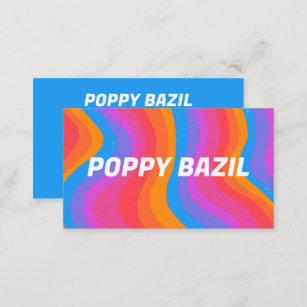 Colourful Wavy Stripes Minimalist Rainbow Bold Blu Business Card