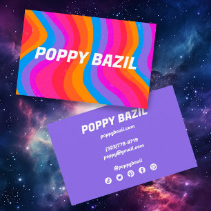 Colourful Wavy Stripes Minimalist Rainbow Bold Business Card