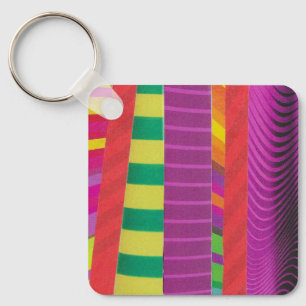 colourful wavy stripes - square key ring