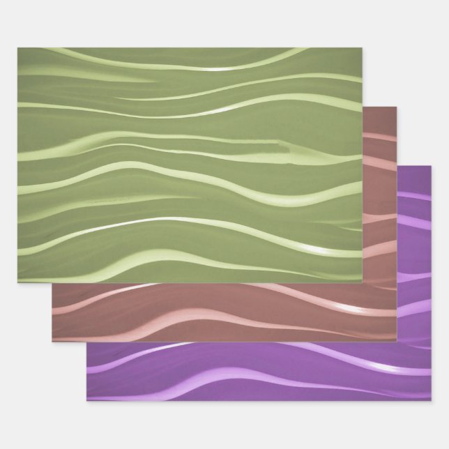 Colourful Wavy Stripes Wrapping Paper Sheet (Set)