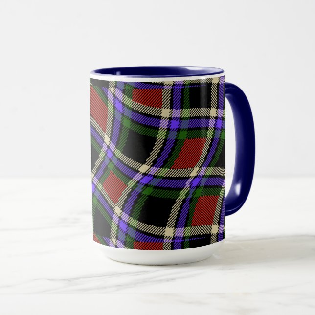 Colourful Wavy Tartan Pattern Green Red Purple Whi Mug (Front Right)