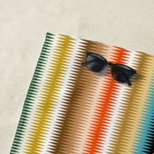 Colourful Wavy Zigzag Multicolored Pattern Beach Towel