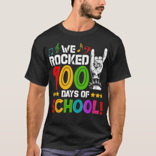 Colourful We Rocked 100 Days of School Teacher Stu T-Shirt