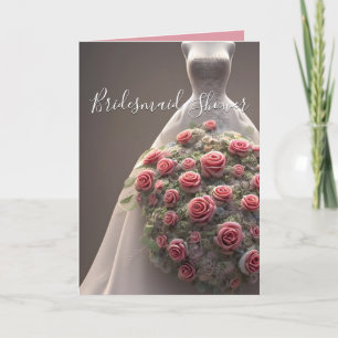 Colourful Wedding Floral Dress Bridal Shower Card