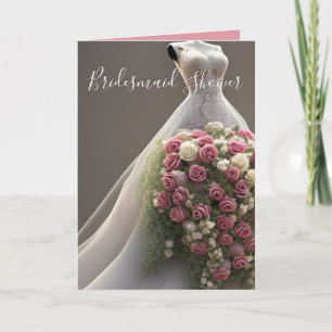 Colourful Wedding Floral Dress Bridal Shower Card