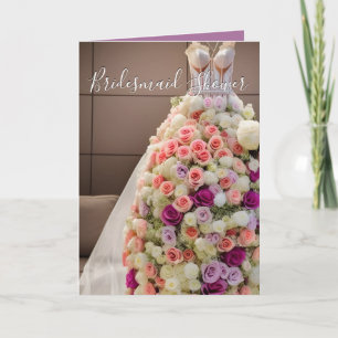 Colourful Wedding Floral Roses Dress Card