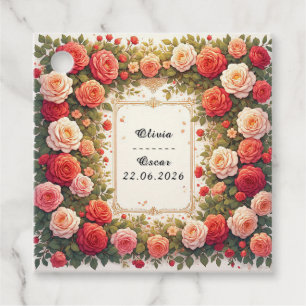 Colourful Wedding Floral Wreath Favour Tags