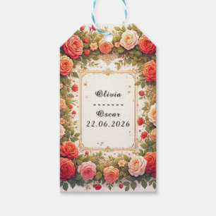 Colourful Wedding Floral Wreath Gift Tags