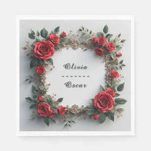 Colourful Wedding Floral Wreath Napkin