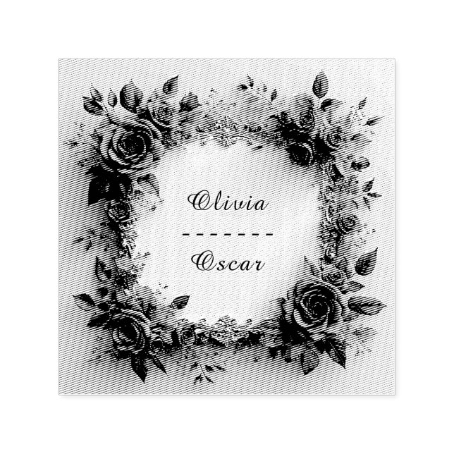 Colourful Wedding Floral Wreath Self-inking Stamp (Design)