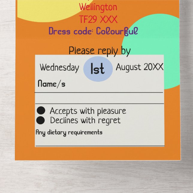 Colourful wedding invitations boho bubbles fun all (Inside Bottom)