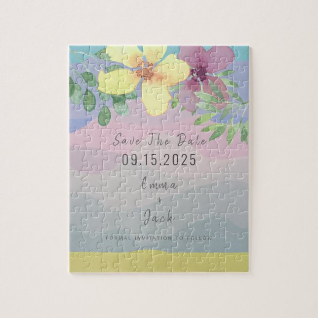 Colourful Wedding Save The Date Invitation Jigsaw Puzzle (Vertical)