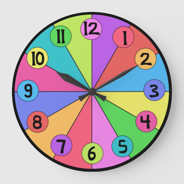 Colourful Wedges Kids Clock (Front)