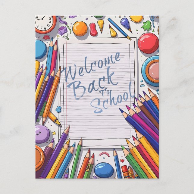 Colourful Welcome Back to School Design Holiday Postcard (Front)