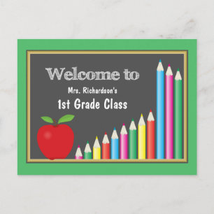 Colourful Welcome Back To School First Grade Postcard