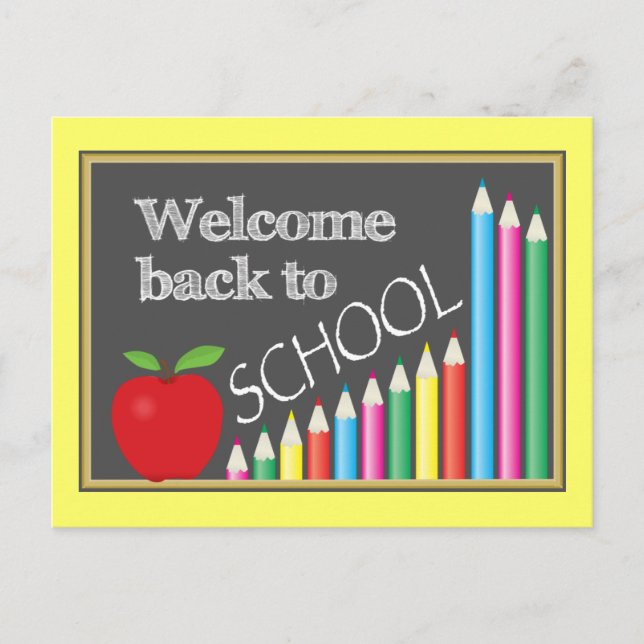Colourful Welcome Back To School Postcard (Front)