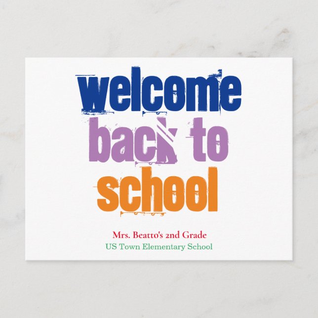 Colourful Welcome Back to School Postcard (Front)