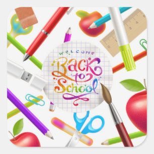 Colourful Welcome Back to School Square Sticker