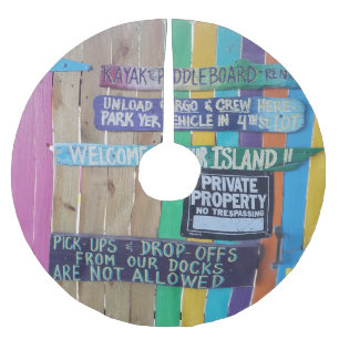 Colourful Welcome Island sign Carribean Brushed Polyester Tree Skirt