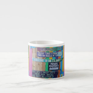 Colourful Welcome Island sign Carribean Espresso Cup