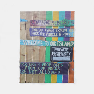 Colourful Welcome Island sign Carribean Fleece Blanket