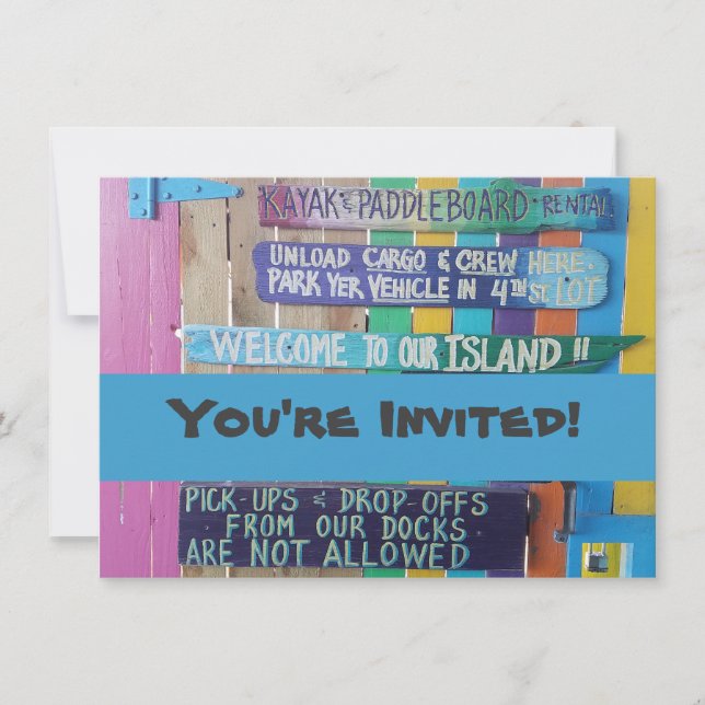 Colourful Welcome Island sign Carribean Invitation (Front)