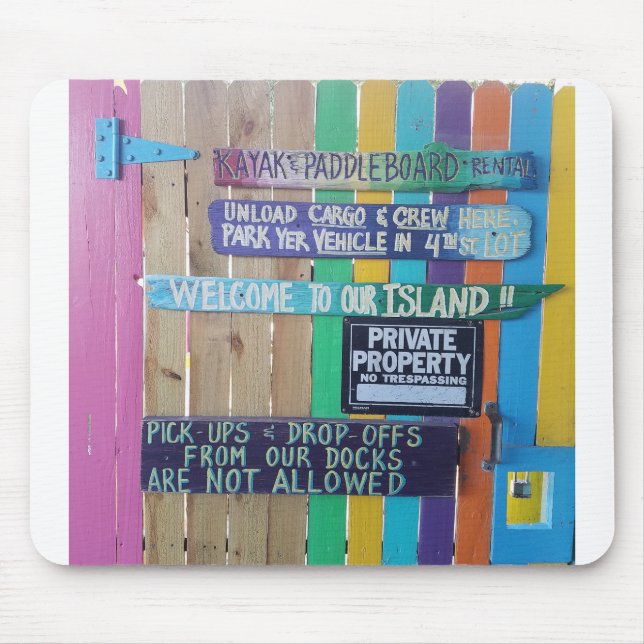 Colourful Welcome Island sign Carribean Mouse Pad (Front)