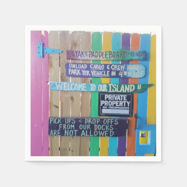 Colourful Welcome Island sign Carribean Napkin (Front)