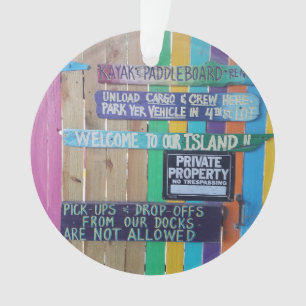 Colourful Welcome Island sign Carribean Ornament