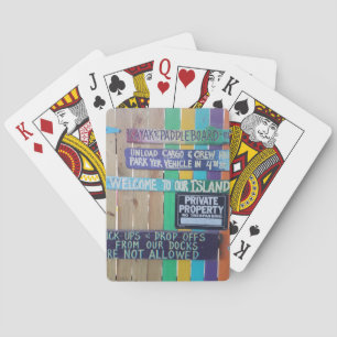 Colourful Welcome Island sign Carribean Playing Cards