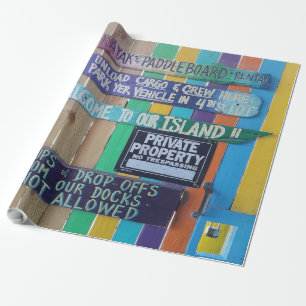 Colourful Welcome Island sign Carribean Wrapping Paper
