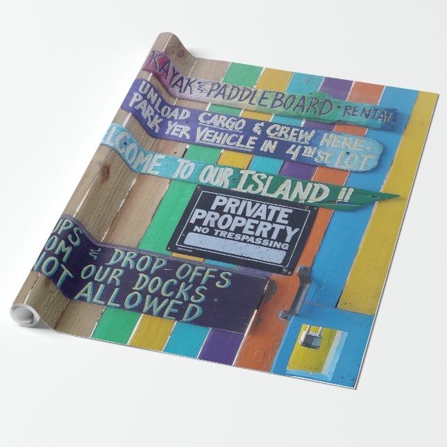 Colourful Welcome Island sign Carribean Wrapping Paper (Unrolled)