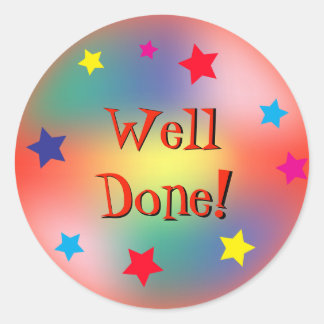 Colourful Well Done Motivational Kid's Classic Round Sticker