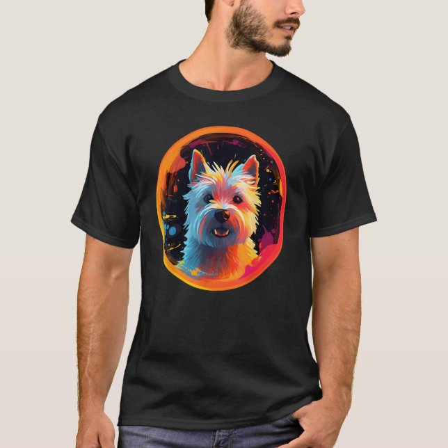 Colourful West Highland White Terrier Dog Dad Mum  T-Shirt (Front)
