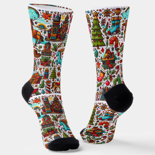 Colourful Western Pattern Christmas Socks