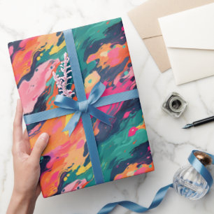 Colourful Wet Paint Pattern Wrapping Paper