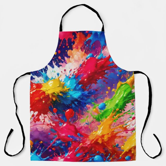 Colourful Wet Paint Splash Design Apron (Front)