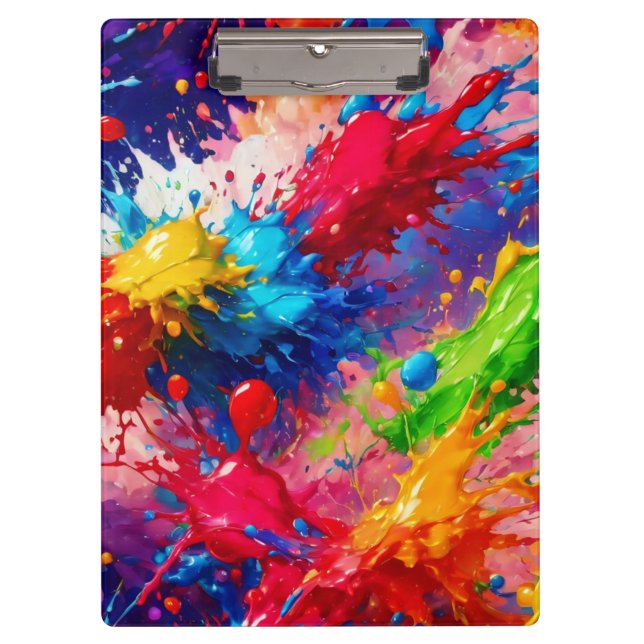 Colourful Wet Paint Splash Design Clipboard (Front)