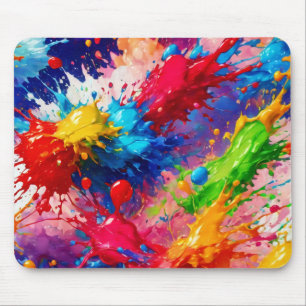 Colourful Wet Paint Splash Design Mouse Pad