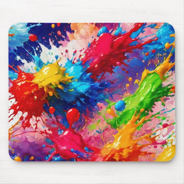 Colourful Wet Paint Splash Design Mouse Pad (Front)