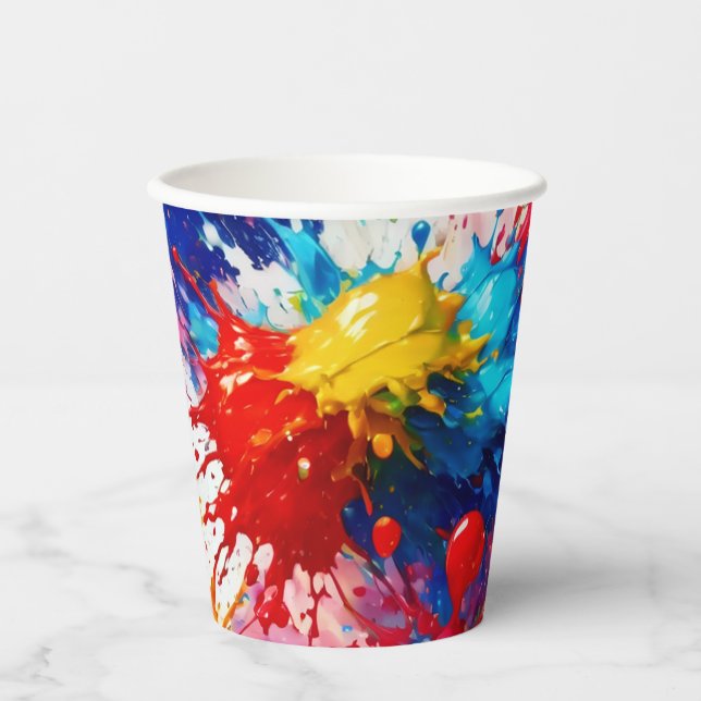 Colourful Wet Paint Splash Design Paper Cups (Front)